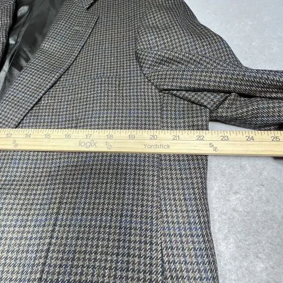 Burberry London Blazer 44R Gray Plaid Kensington 100% Wool Suit Two Buttons